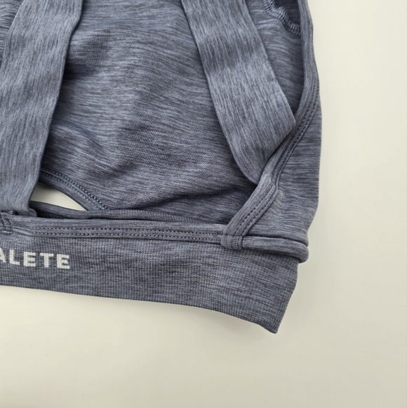 Alphalete Sports Bra Womens Small Blue Trinity Heathered Scoop Cut Out Strappy - Picture 9 of 10